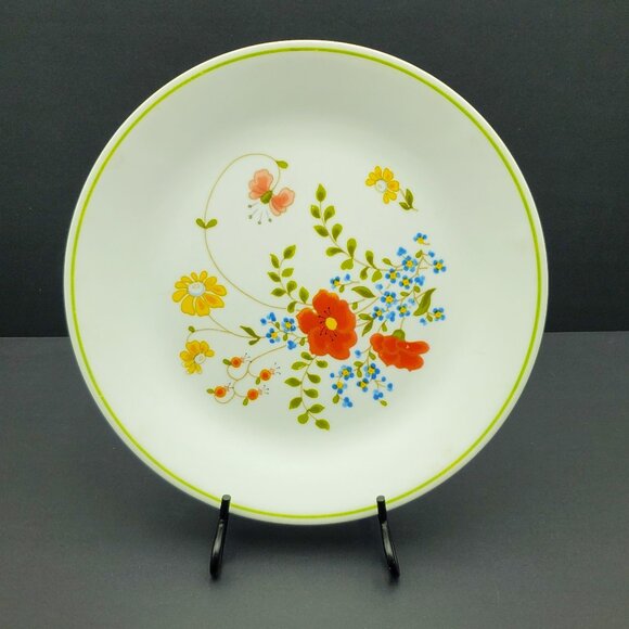 Corelle Wildflower Dinner Plates Corning Spring Bouquet Floral Green Band Plates - Picture 2 of 7